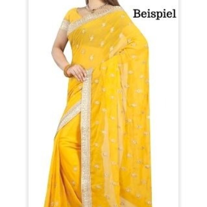 Eleganter Chiffon Sari in Gelb