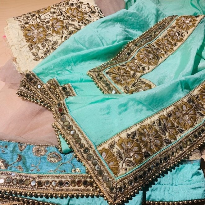 Eleganter Lehenga Sari in Hellgrün