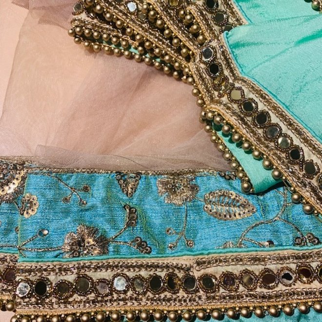 Eleganter Lehenga Sari in Hellgrün