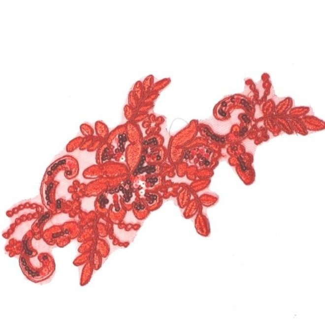 Dekorative Spitzenapplikation mit glänzenden Pailletten – 16 x 11 cm zum Aufnähen