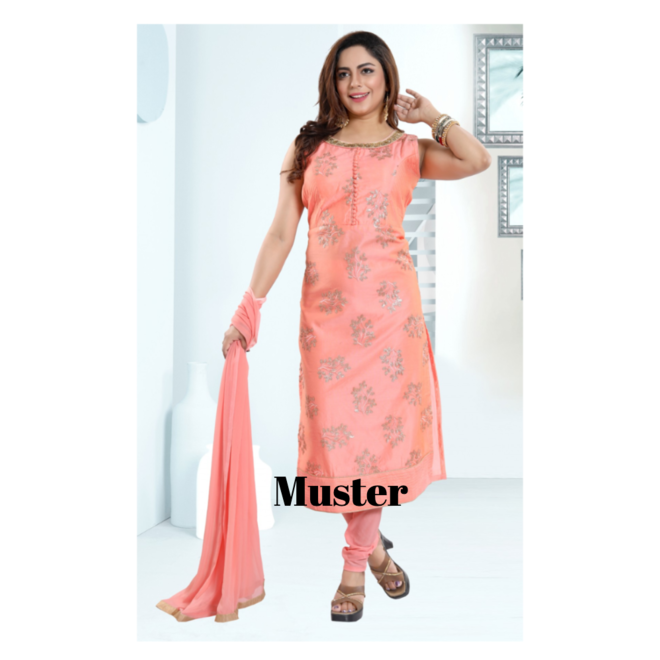 Salwar Kameez in Lachs - Stoffpaket-halbgenäht