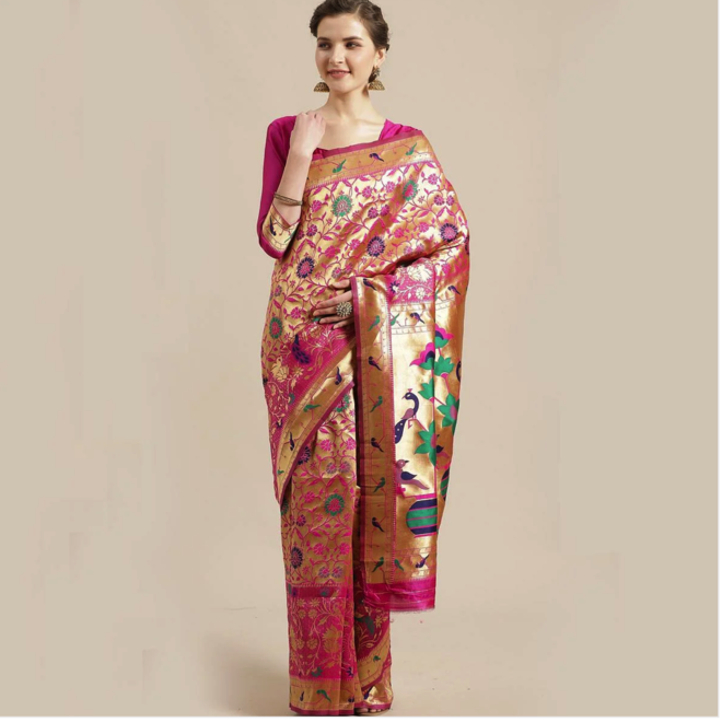 Sari Jacquard in Gold, Pink