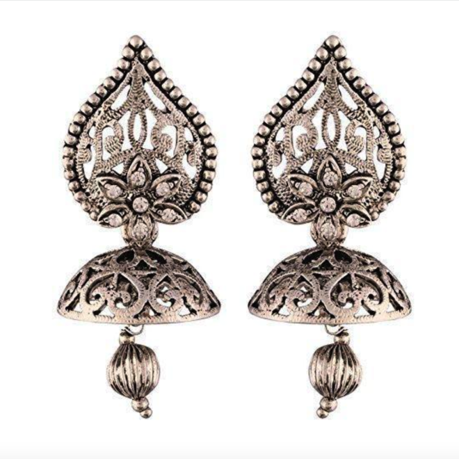 Indische Jhumka Ohrringe versilbert