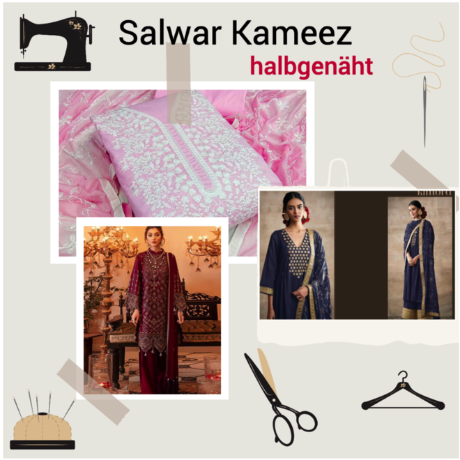 Salwar Kameez Stoffpaket – Halbgenähtes Set für dein individuelles Festoutfit