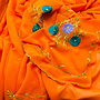 Sari Georgette Orange bestickt