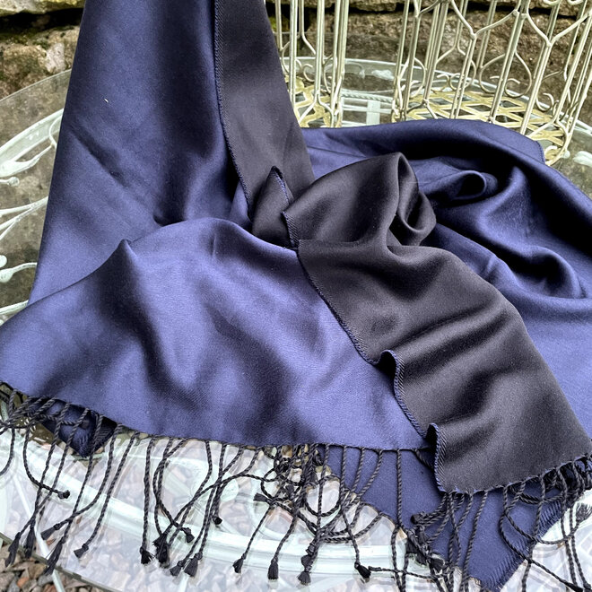 Pashmina Seide in Blau-Schwarz