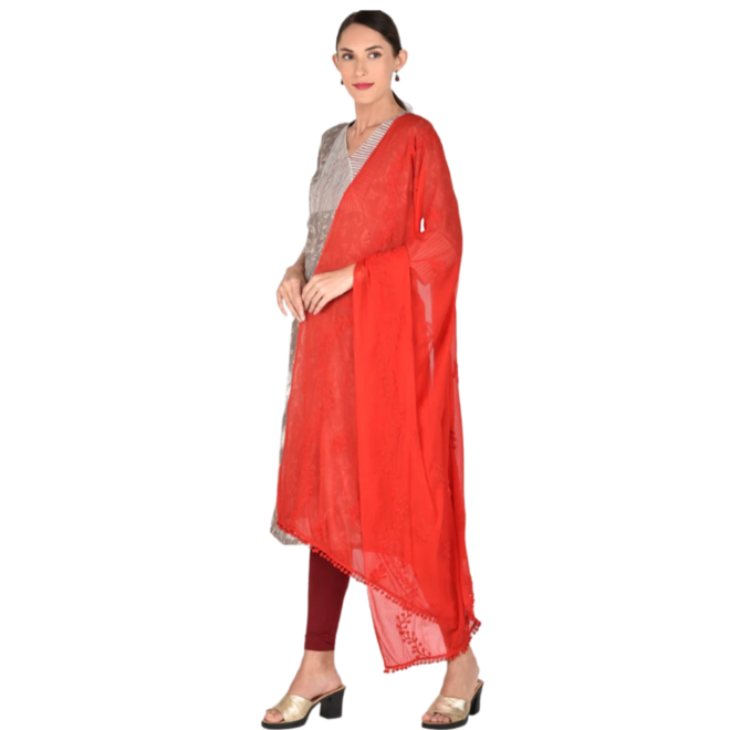 Indischer Schal Chiffon in Rot