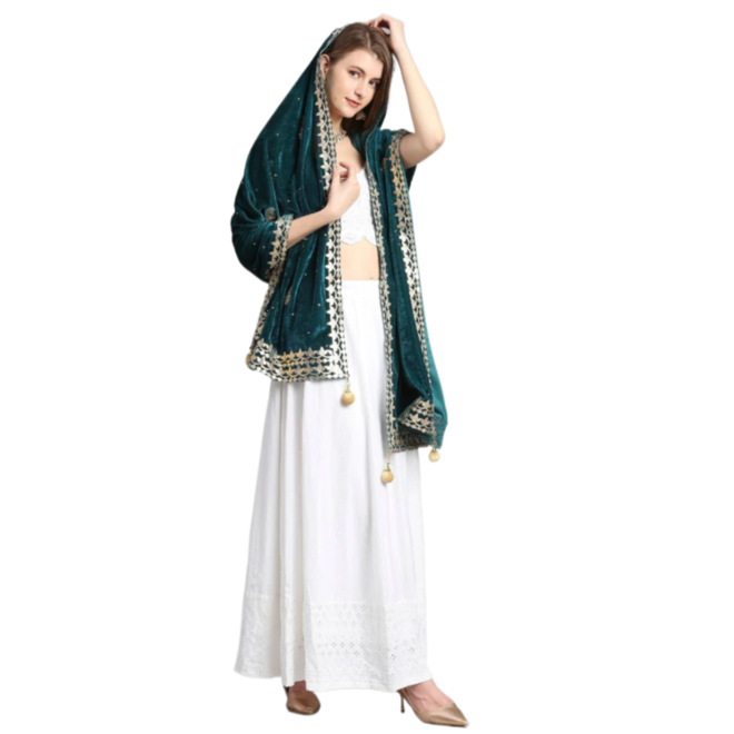 Indische Dupatta aus Samt