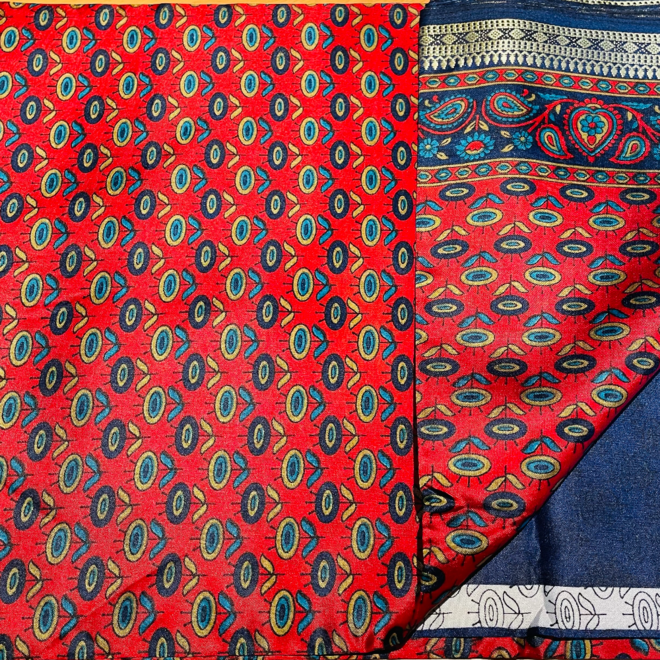 Indischer Sari in Rot/Blau