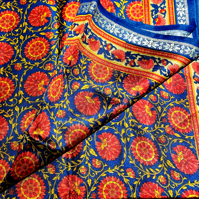 Indischer Sari in Rot/Blau