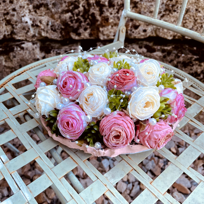 Rosenstaub – Gebrannte Rosen in Rosé im stilvollen Bilderrahmen