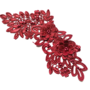 Gehäkelte Applikation in Rot mit Perlen und – ca. 25 x 12 cm – für Kleidung, Accessoires & Dekoration