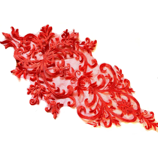 Dekorative Rückenapplikation aus Spitze – Rot – 57 x 29 cm