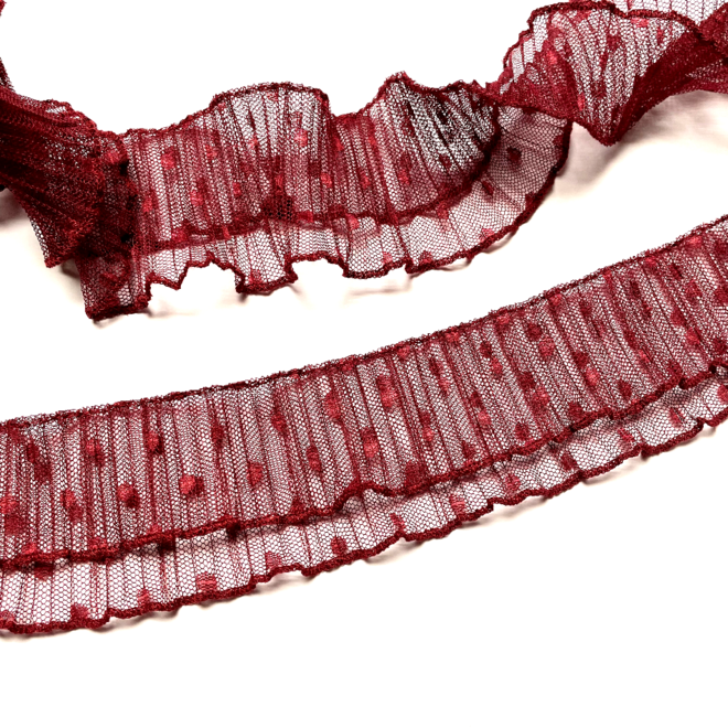 Doppellagige Tüllborte in Weinrot – ca. 5 cm breit – für Kleider, Röcke, Deko & DIY-Projekte