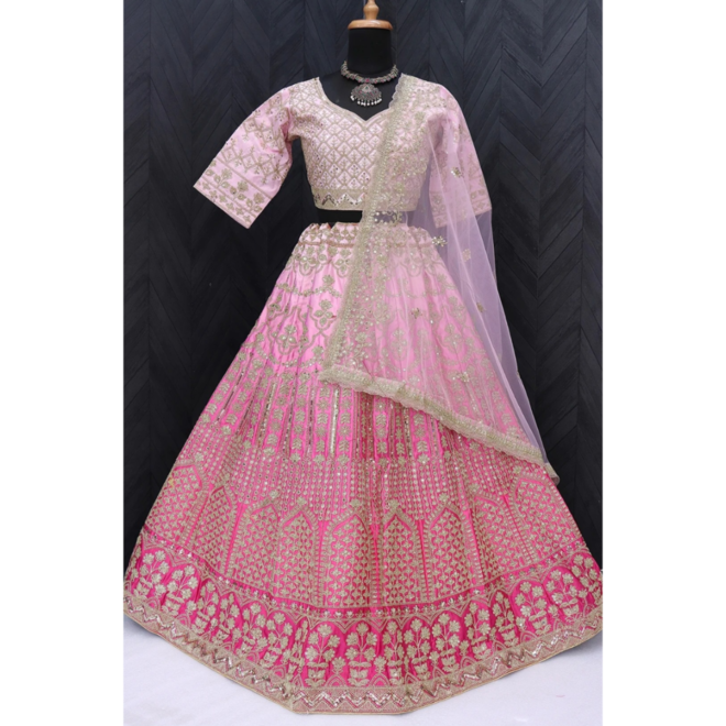 Lehenga Choli Rosa farbverlaufend – Grösse 38