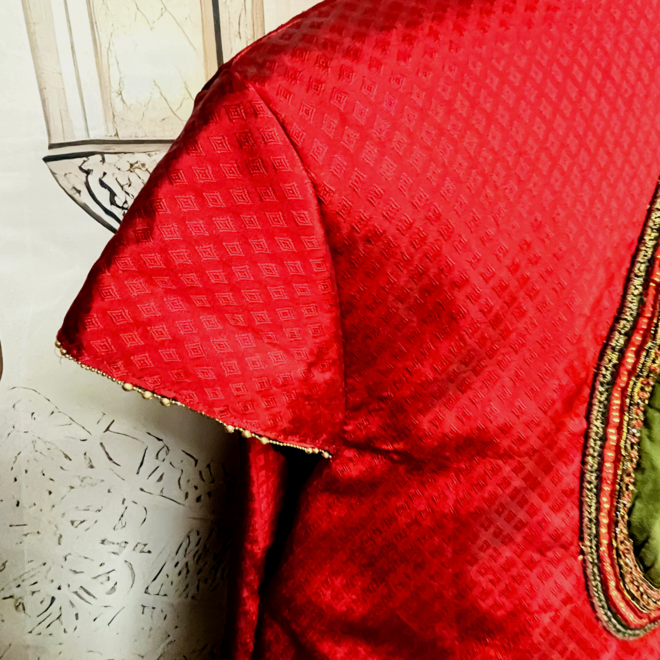 Salwar Kameez Seide Weinrot Grösse 42–44