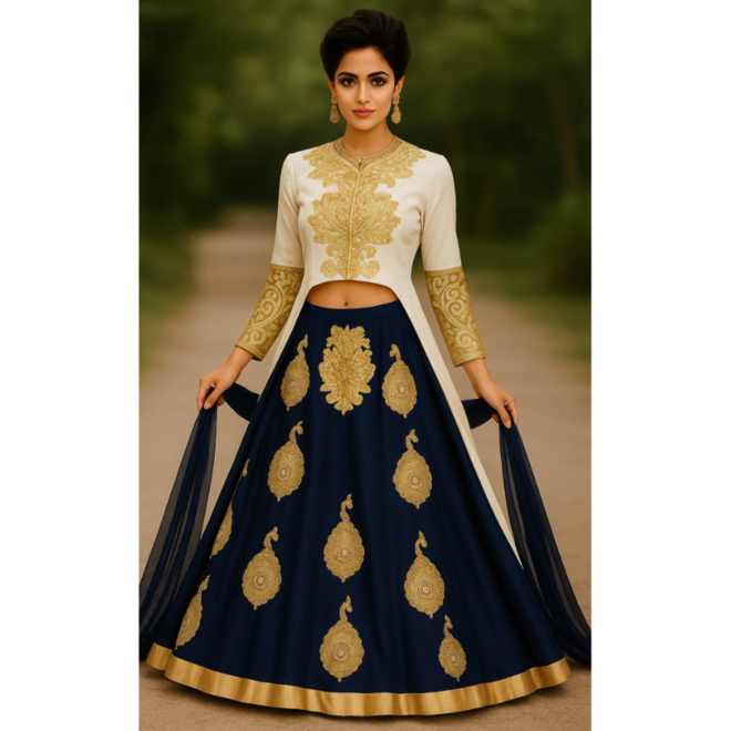 Salwar Kameez  in Weiss, Blau