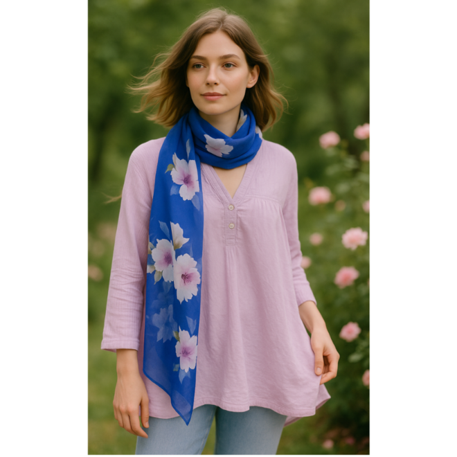 Legeres One Size T-Shirt in Rosé  mit farblich passendem Schal