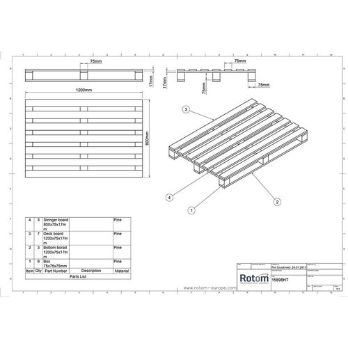 Eenmalige pallet 1200x800x120mm