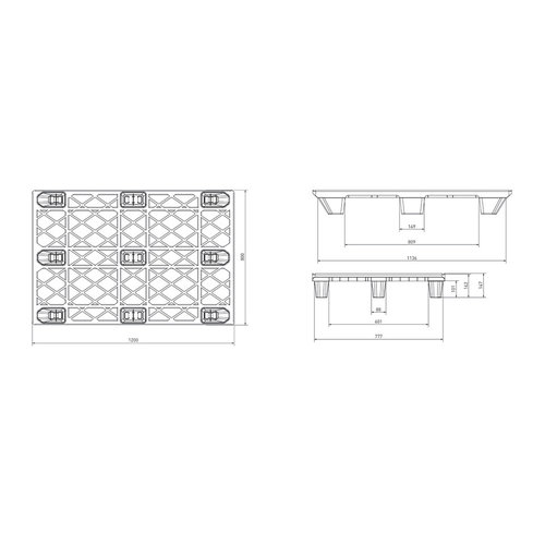 Exportpallet 1200x800x130mm, open dek