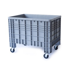 Kunststof palletbox 1200x800x950mm, 4 wielen, gesloten