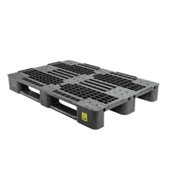 Kunststof ESD pallet 1200x800x145mm - gerasterd dek, met rand