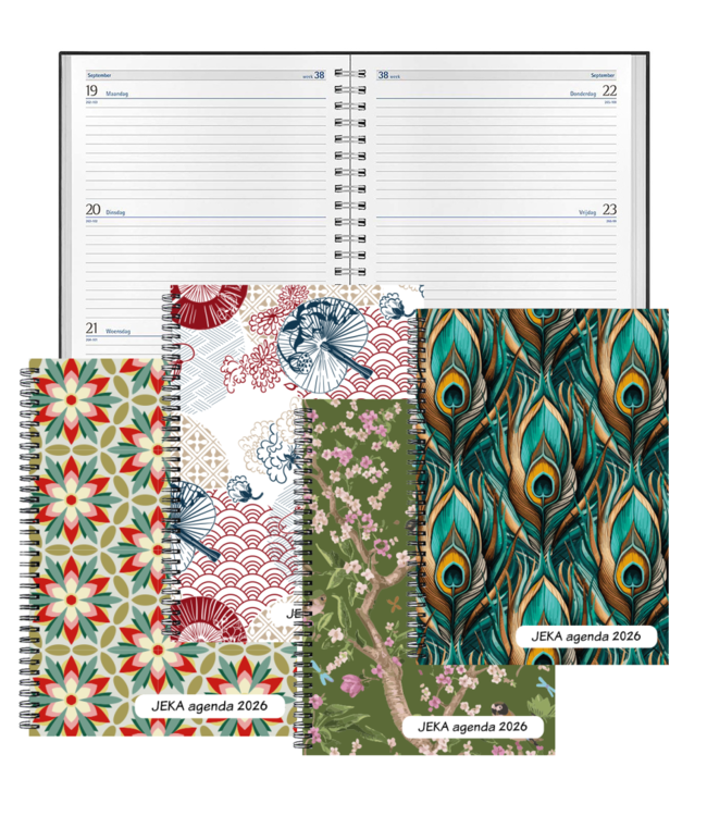 977-00-001: 8x Bureau Agenda H77 JEKA 2026 - omslag in 4 dessins