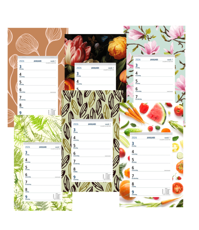 351-05-001: 12x Weekkalender 2026 op dessin schild