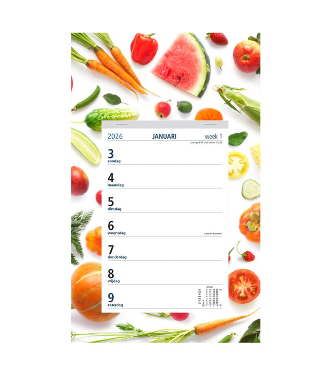 351-DZ: 48x Weekkalender 2026 op dessin schild - 1 doos