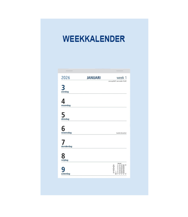 352-05-001: 10x Weekkalender 2026 op neutraal schild