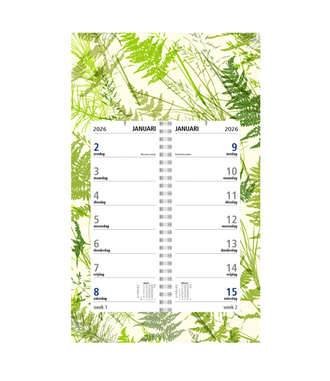 357-05-001: 12x Omlegweekkalender op dessin schild