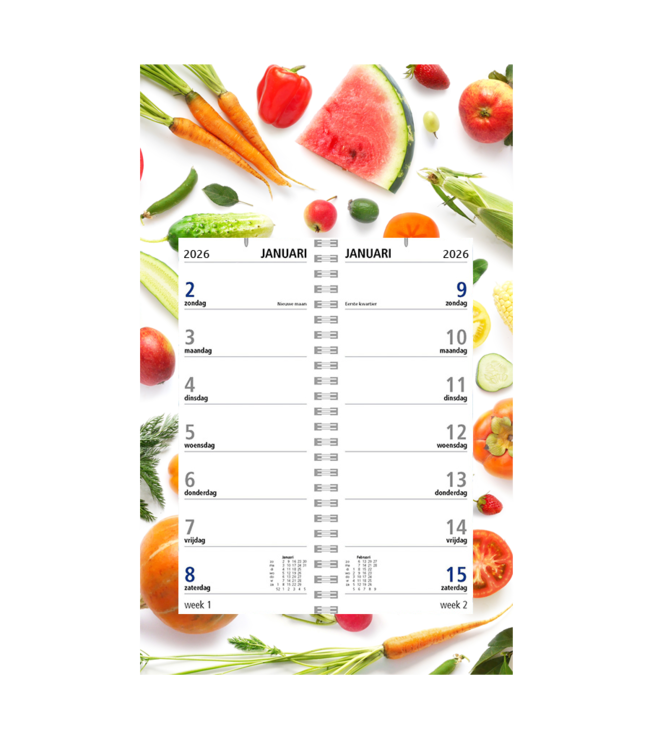 357-05-001: 12x Omlegweekkalender op dessin schild