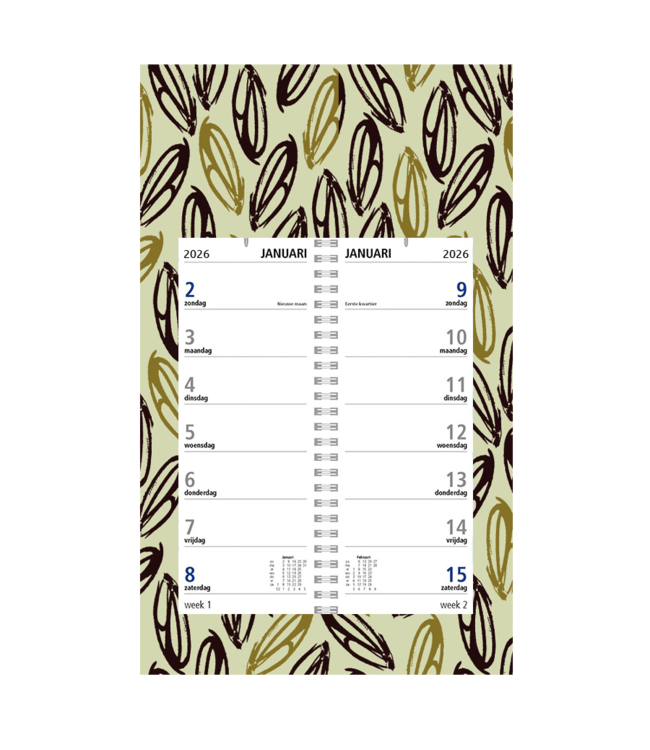 357-DZ: 48x Omlegweekkalender 2026 op dessin schild - 1 doos
