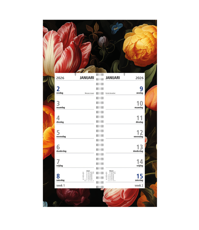357-DZ: 48x Omlegweekkalender 2026 op dessin schild - 1 doos