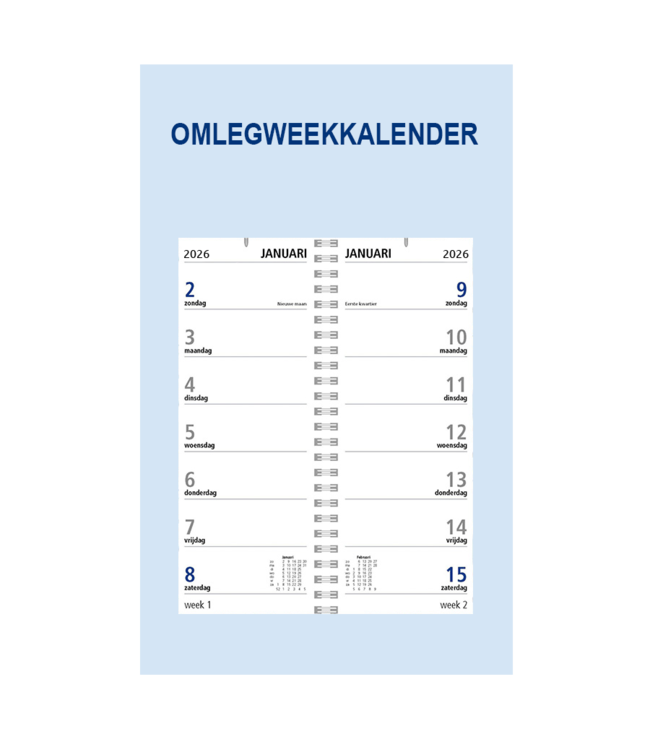 358-DZ: 50x Omlegweekkalender 2026 op neutraal schild - 1 doos