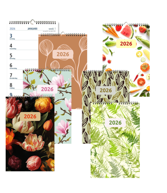 353-DZ: 48x Weekkalender 2026 wire-o, dessin - 1 doos