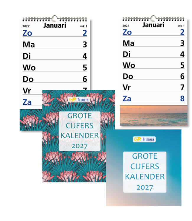 245-10-001-P: 4x Primera Grote Cijferskalender op schild 2027