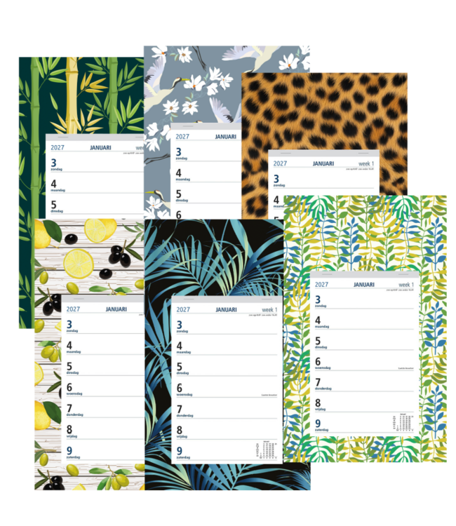 351-05-001: 12x Weekkalender 2027 op dessin schild