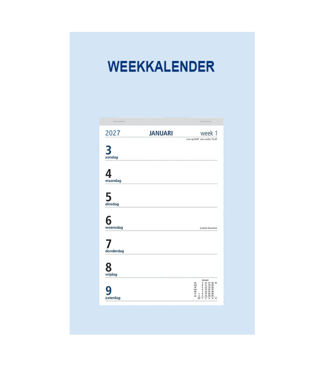 352-05-001: 10x Weekkalender 2027 op neutraal schild