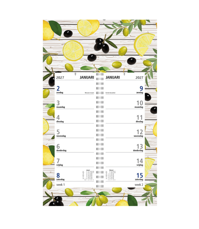 357-05-001: 12x Omlegweekkalender 2027 op dessin schild