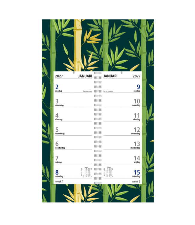 357-05-001: 12x Omlegweekkalender 2027 op dessin schild