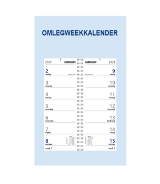 358-DZ: 50x Omlegweekkalender 2027 op neutraal schild - 1 doos