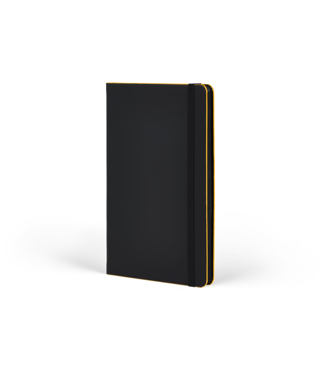 Castelli Milano 1938 Castelli Black Laser Yellow - notitieboek 13 x 21 cm gelinieerd