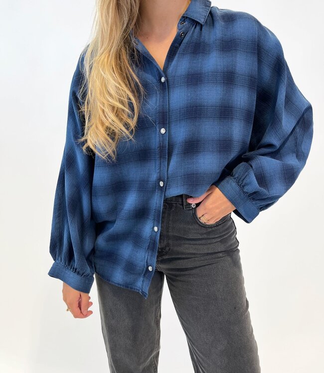 Meli blue check blouse