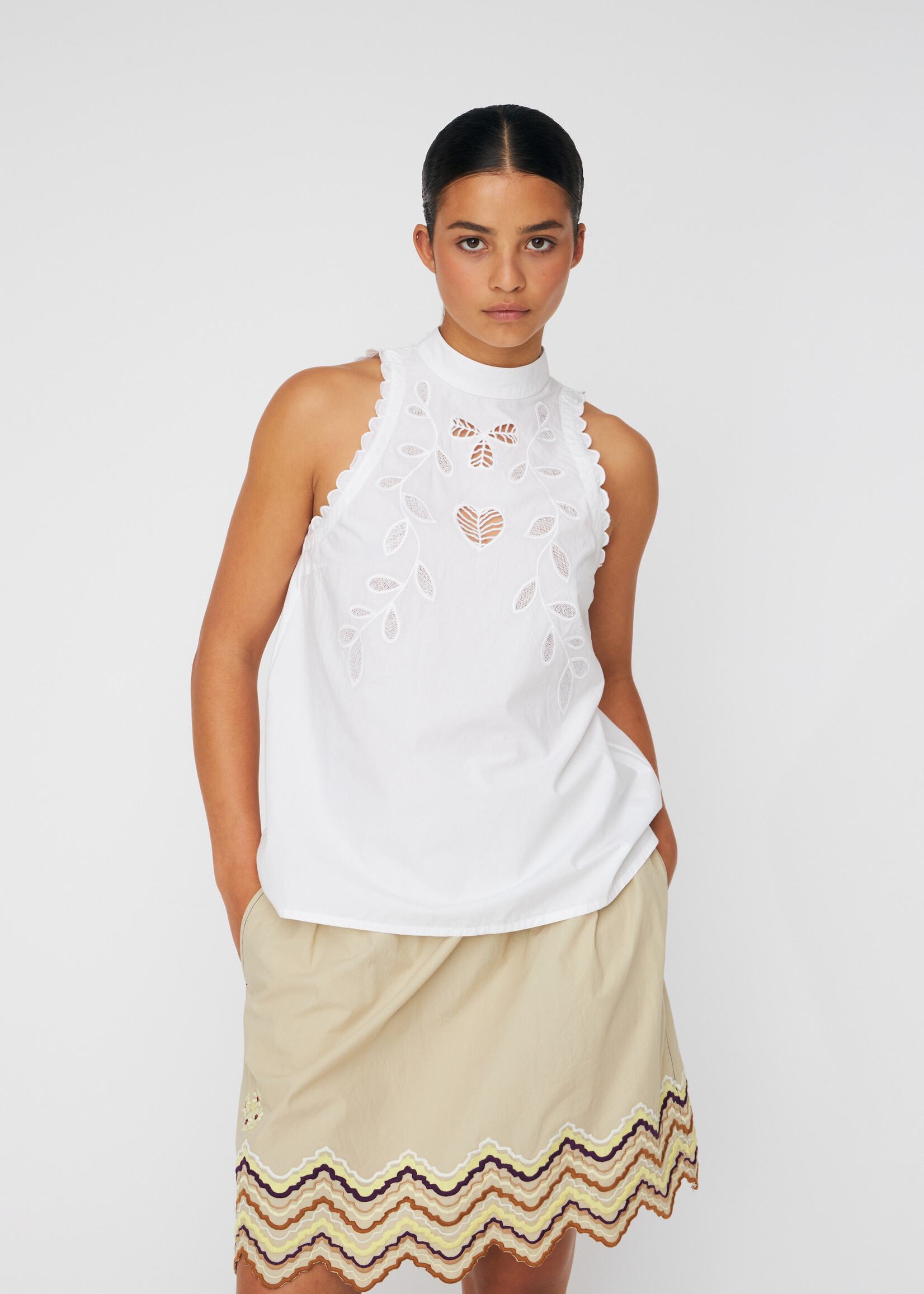 Stella Nova Embroidery Anglaise halterneck top