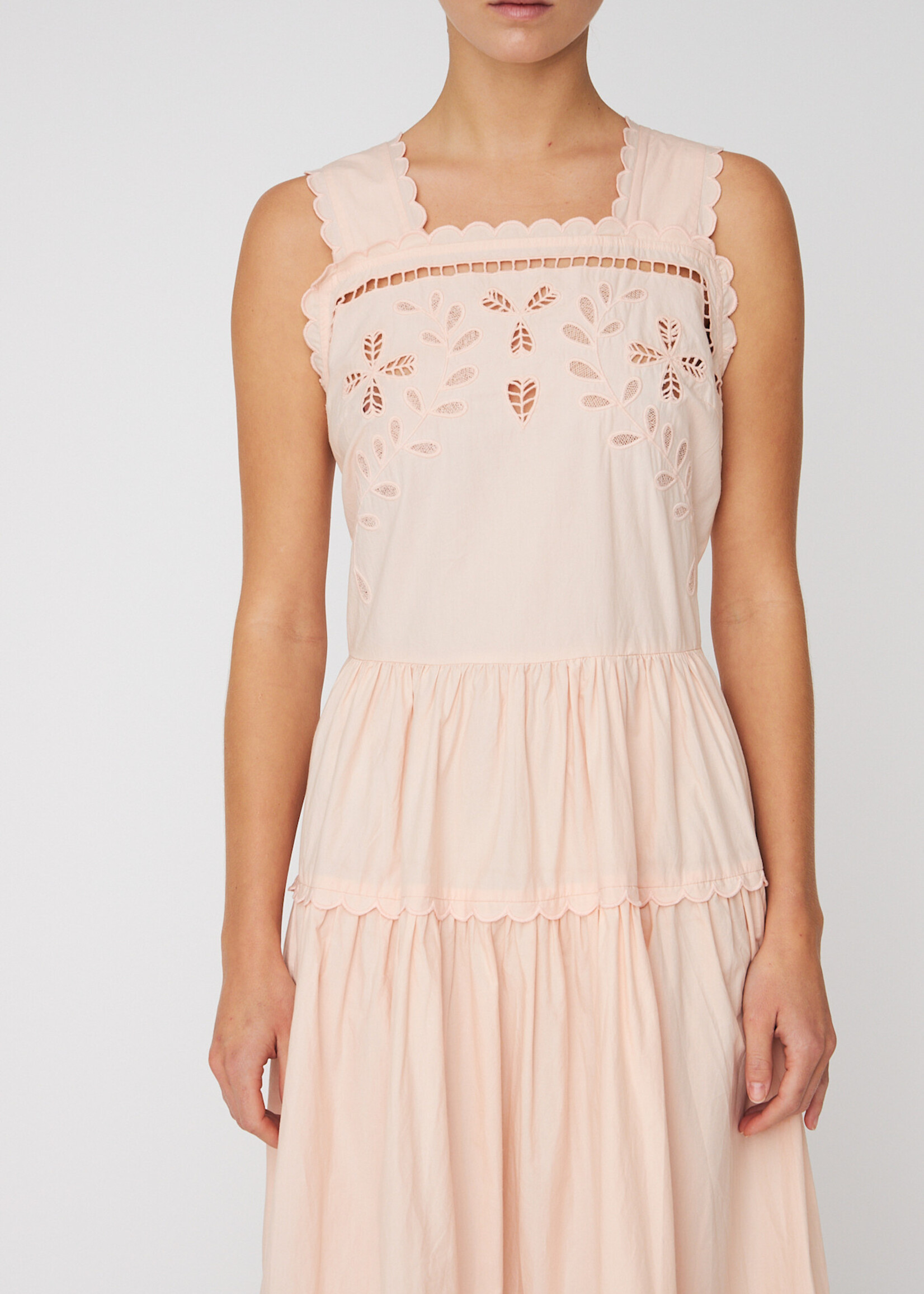 Stella Nova Embroidery Anglaise maxi strap dress soft powder