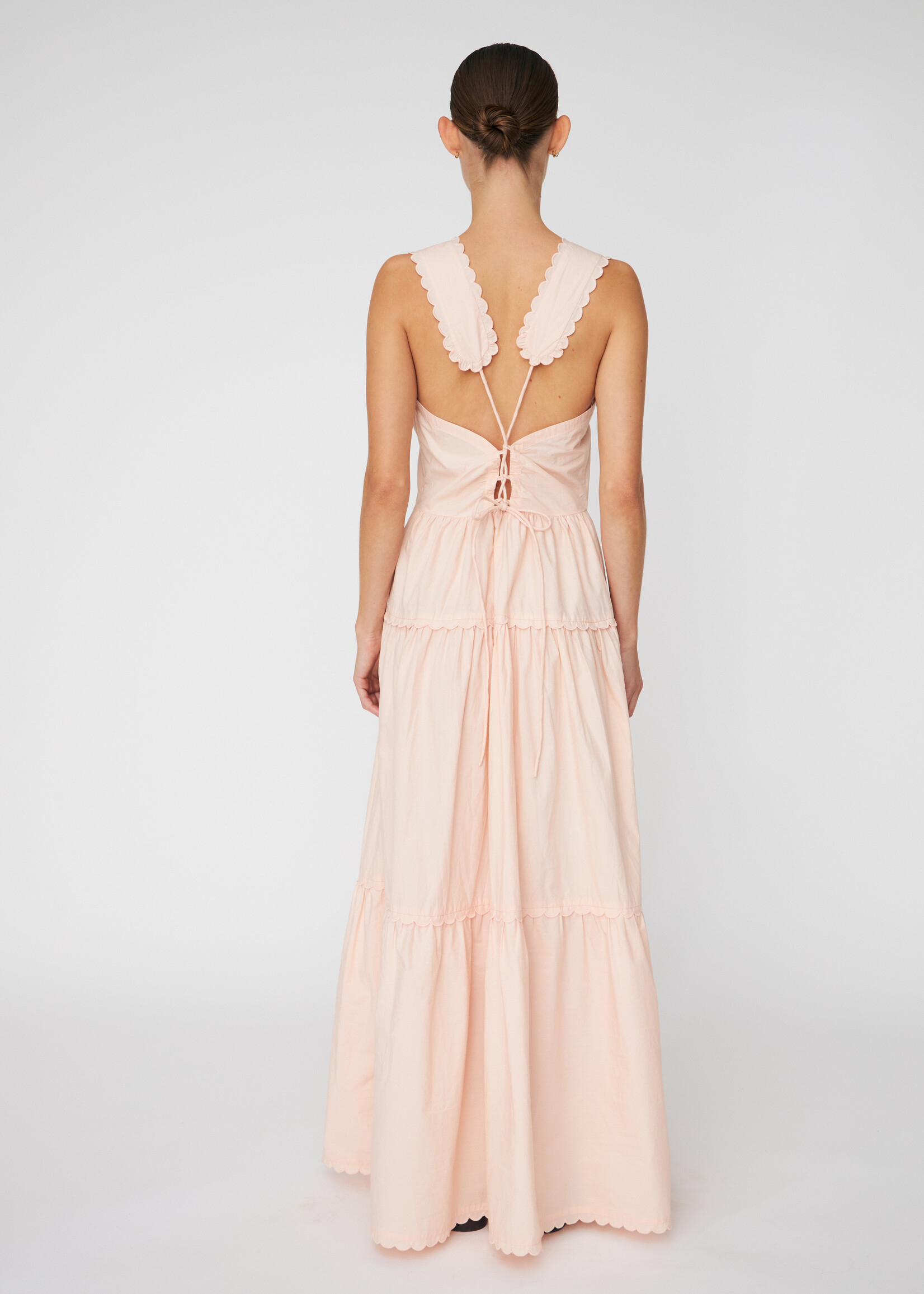 Stella Nova Embroidery Anglaise maxi strap dress soft powder