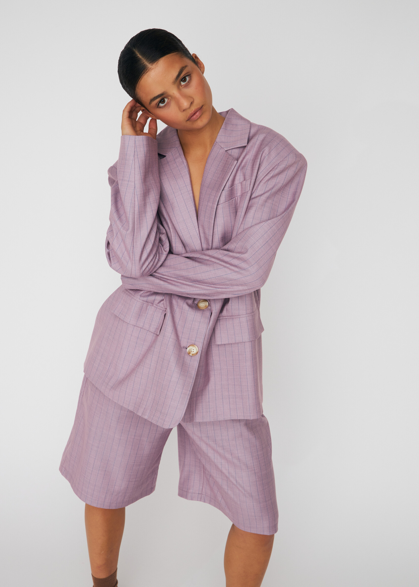Stella Nova Striped suiting shorts light purple