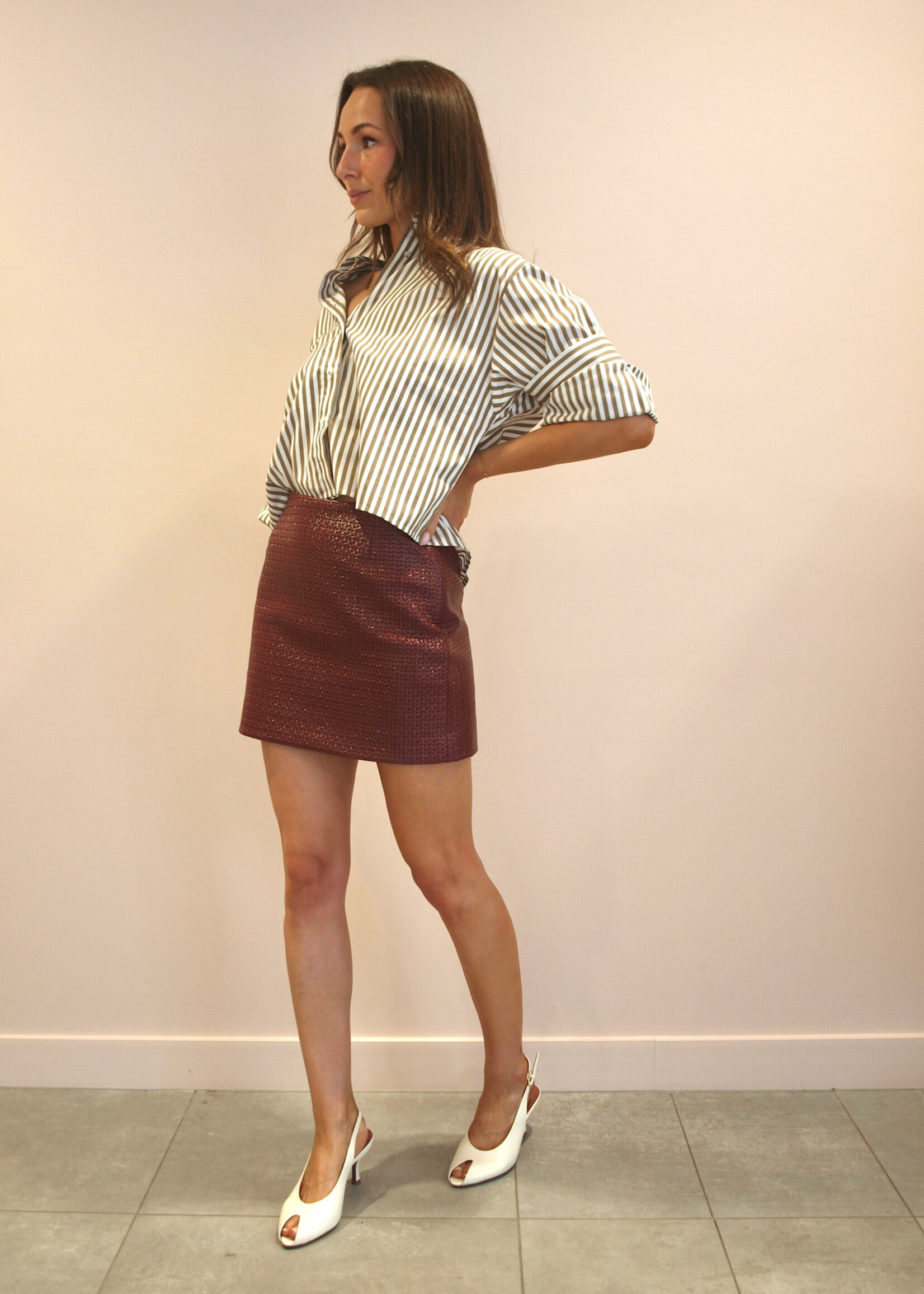 March 23 Blouse Toronto poplin stripes olive