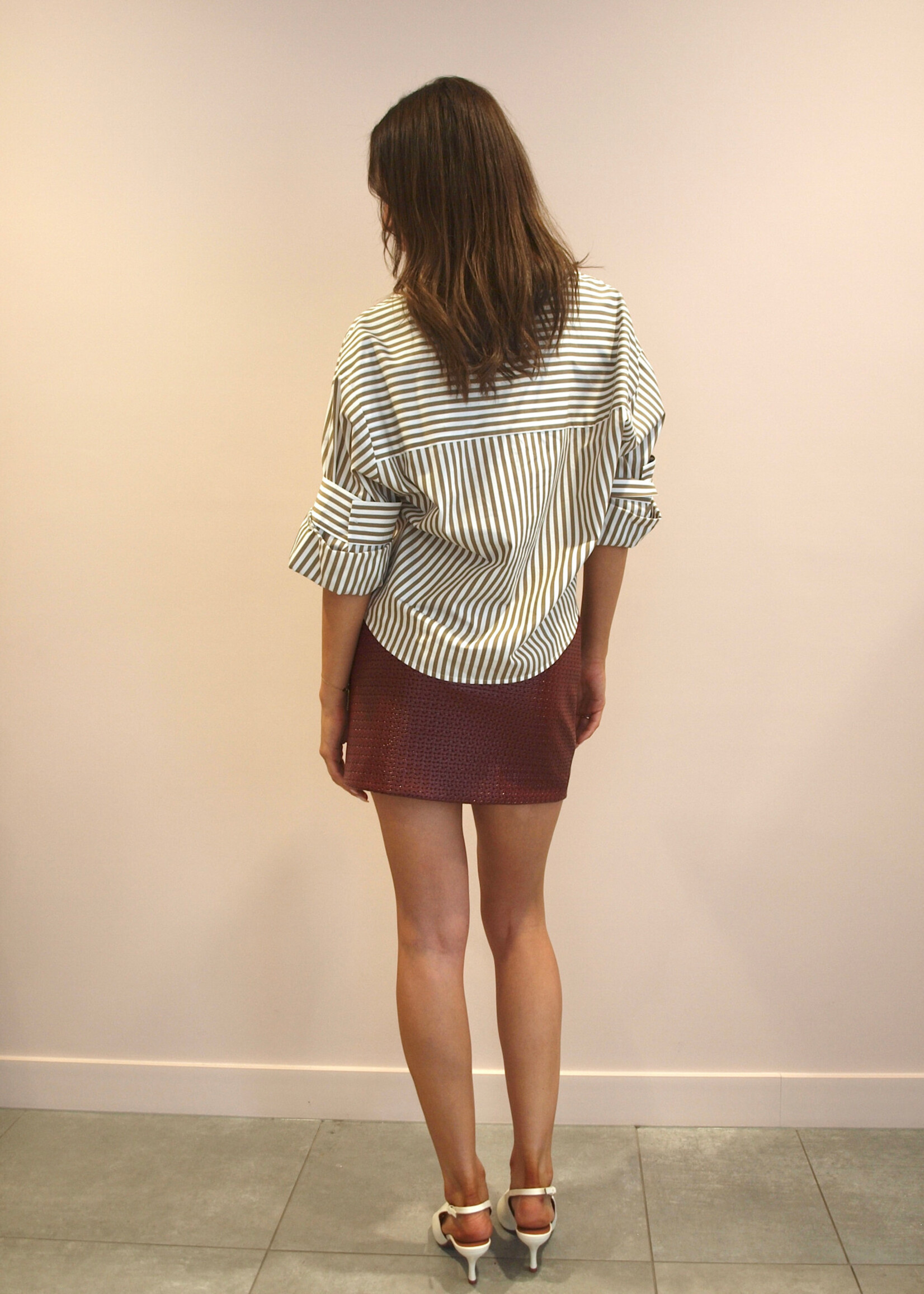March 23 Blouse Toronto poplin stripes olive